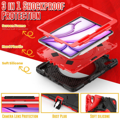 For iPad Air 11 2024 Spider Rotation Handle Silicone Hybrid PC Tablet Case(Black Red) - iPad Air 11 2024 Cases by buy2fix | Online Shopping UK | buy2fix