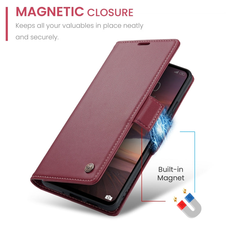 For Redmi 13 CaseMe 023 Butterfly Buckle Litchi Texture RFID Anti-theft Leather Phone Case(Wine Red) - Redmi 13 Cases by CaseMe | Online Shopping UK | buy2fix