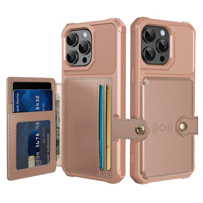 For iPhone 16 Pro Max Magnetic Wallet Card Bag Leather Phone Case(Rose Gold) - iPhone 16 Pro Max Cases by buy2fix | Online Shopping UK | buy2fix