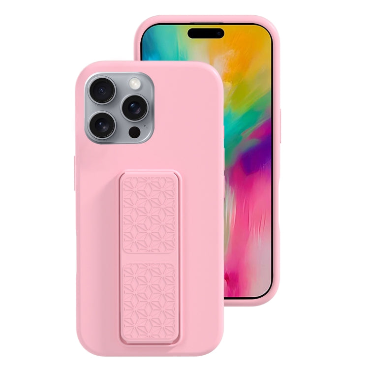 For iPhone 16 Pro Max Liquid Silicone Holder Phone Case(Pink) - iPhone 16 Pro Max Cases by buy2fix | Online Shopping UK | buy2fix