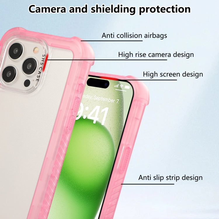 For iPhone 16 Transparent Matte TPU Hybrid PC 3-in-1 Phone Case(Pink) - iPhone 16 Cases by buy2fix | Online Shopping UK | buy2fix