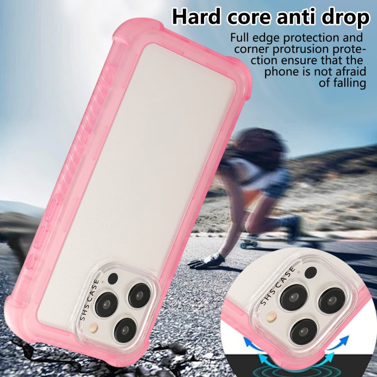 For iPhone 16 Transparent Matte TPU Hybrid PC 3-in-1 Phone Case(Pink) - iPhone 16 Cases by buy2fix | Online Shopping UK | buy2fix