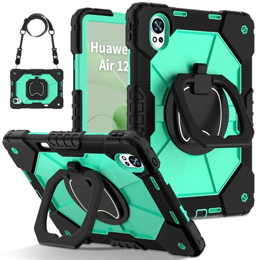 For Huawei MatePad Air 12 2024 Contrast Color Robot Silicone Hybrid PC Tablet Case(Black Mint Green) - Huawei by buy2fix | Online Shopping UK | buy2fix