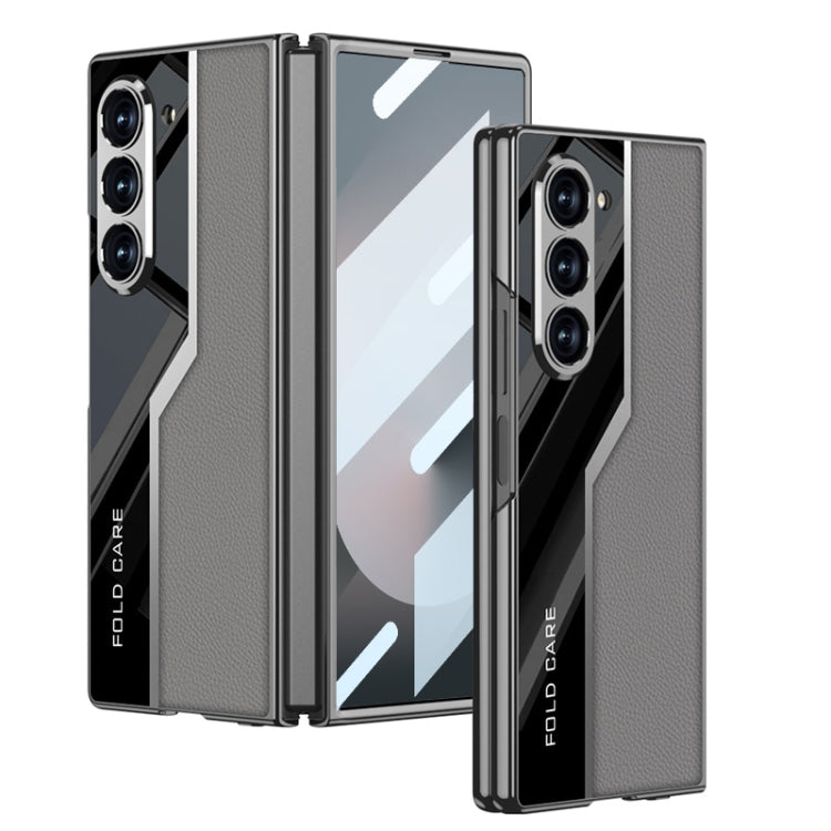 For Samsung Galaxy Z Fold6 GKK Integrated Plating TPU + Leather Supercar Full Coverage Phone Case(Grey) - Galaxy Z Fold6 5G Cases by GKK | Online Shopping UK | buy2fix