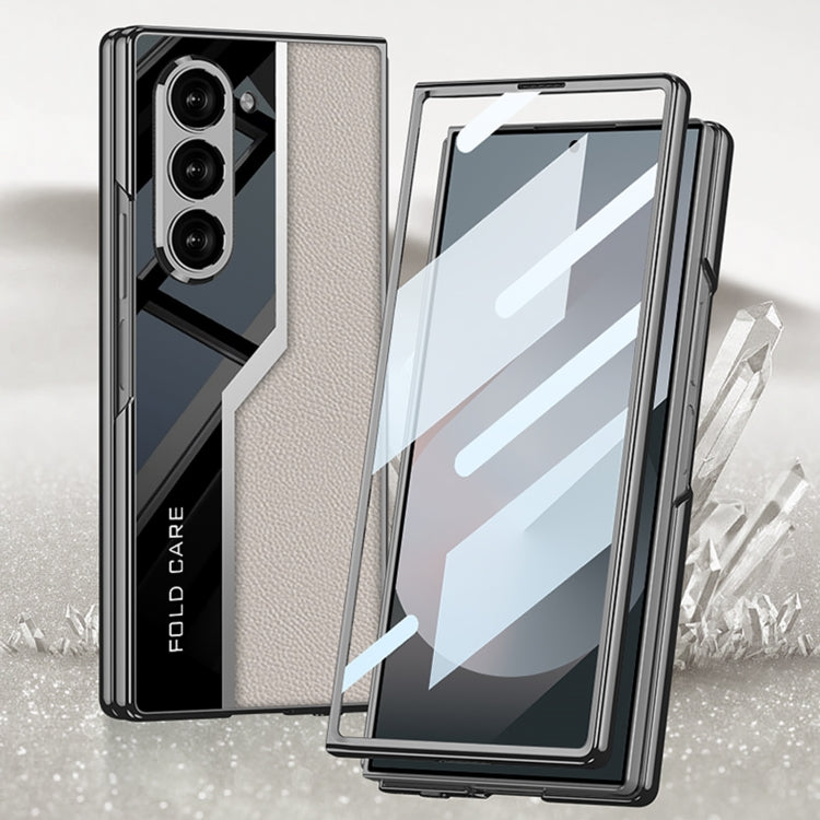 For Samsung Galaxy Z Fold6 GKK Integrated Plating TPU + Leather Supercar Full Coverage Phone Case(Grey) - Galaxy Z Fold6 5G Cases by GKK | Online Shopping UK | buy2fix