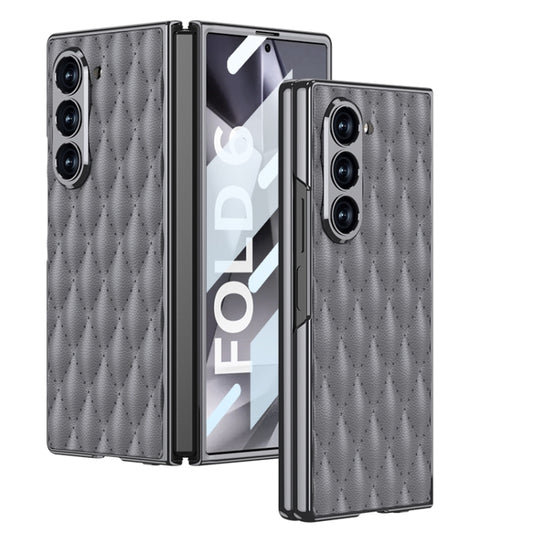 For Samsung Galaxy Z Fold6 GKK Integrated Plating Leather Rhombus Texture Full Coverage Phone Case(Titanium Grey) - Galaxy Z Fold6 5G Cases by GKK | Online Shopping UK | buy2fix