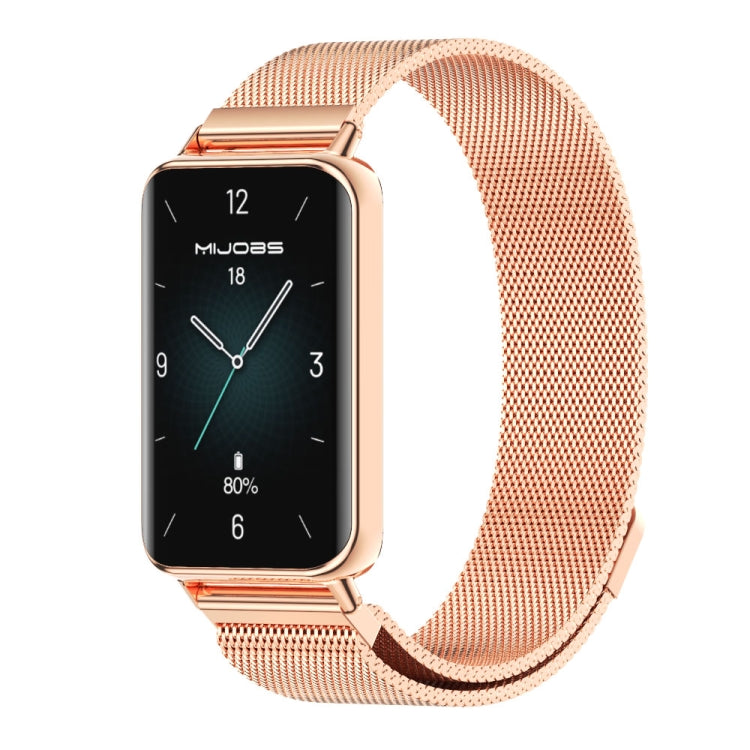 For Honor Band 9 MIJOBS Milan Magnetic Stainless Steel Watch Band(Rose Gold) - Watch Bands by MIJOBS | Online Shopping UK | buy2fix