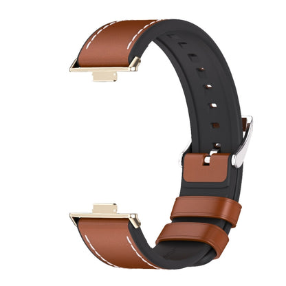 For Huawei Watch Fit3 MIJOBS TPU Leather Watch Band(Brown Light Gold) - Watch Bands by MIJOBS | Online Shopping UK | buy2fix