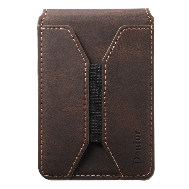 Denior V11 VV MagSafe Magnetic Phone PU Card Sleeve(Brown) - Others Accessories by Denior | Online Shopping UK | buy2fix