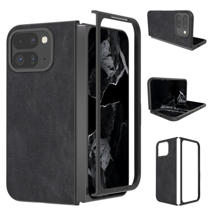 For Google Pixel 9 Pro Fold Black Frame PU Leather Full Coverage Phone Case(Black) - Google Cases by buy2fix | Online Shopping UK | buy2fix