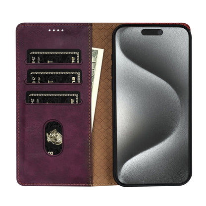 For iPhone 15 Pro Max N.BEKUS CSJ-P1 Solid Color Leather Phone Case(Wine Red) - iPhone 15 Pro Max Cases by N.BEKUS | Online Shopping UK | buy2fix