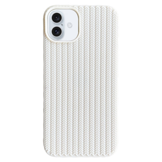 For iPhone 16 Weave Texture TPU Phone Case(White) - iPhone 16 Cases by buy2fix | Online Shopping UK | buy2fix