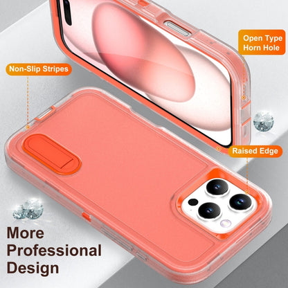 For iPhone 16 Pro Max Rugged PC + Silicone Phone Case with Holder(Transparent+Orange) - iPhone 16 Pro Max Cases by buy2fix | Online Shopping UK | buy2fix