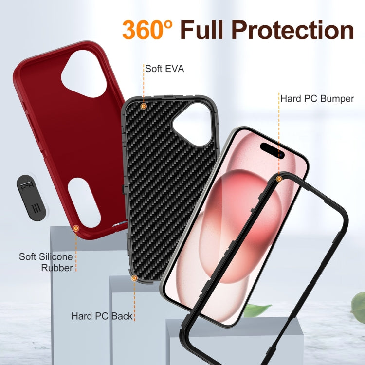 For iPhone 16 Rugged PC + Silicone Phone Case with Holder(Red+Black) - iPhone 16 Cases by buy2fix | Online Shopping UK | buy2fix