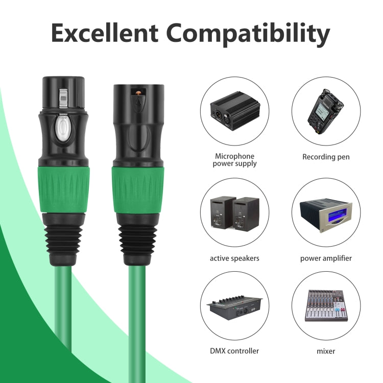 JC1015 XLR 3pin Male to Female Audio Cable, Length:1m(Green) - Microphone Audio Cable & Connector by buy2fix | Online Shopping UK | buy2fix