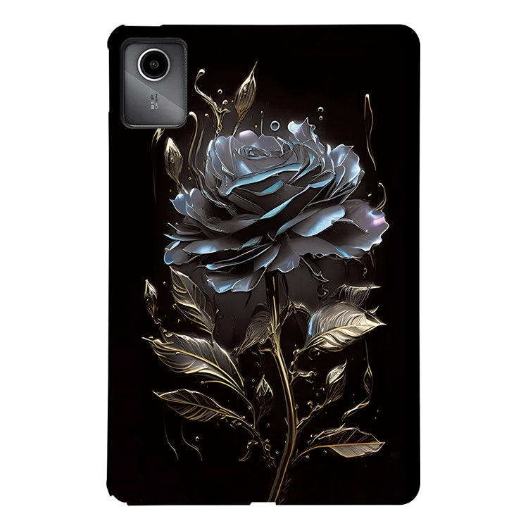 For Lenovo Tab M11 / Xiaoxin Pad 2024 Color Painting Pattern Smart Tablet TPU Case(Black Rose) - Lenovo by buy2fix | Online Shopping UK | buy2fix