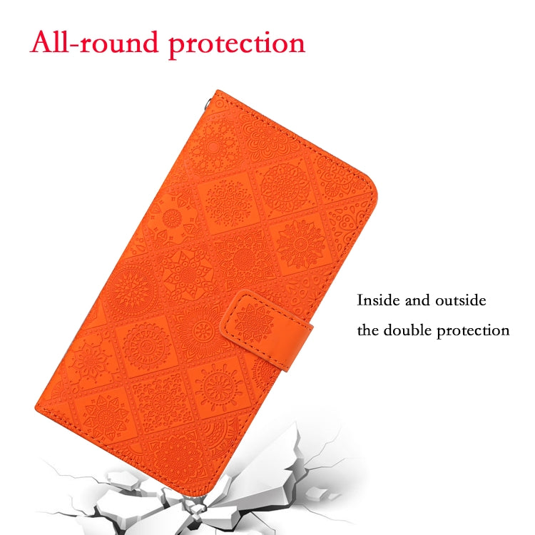 For Samsung Galaxy S25 Ultra 5G Ethnic Style Embossed Pattern Leather Phone Case(Orange) - Galaxy S25 Ultra 5G Cases by buy2fix | Online Shopping UK | buy2fix