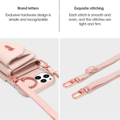 For iPhone 15 Pro Max VIETAO Ring Holder Wallet PU Phone Case with Lanyard(Pink) - iPhone 15 Pro Max Cases by VIETAO | Online Shopping UK | buy2fix