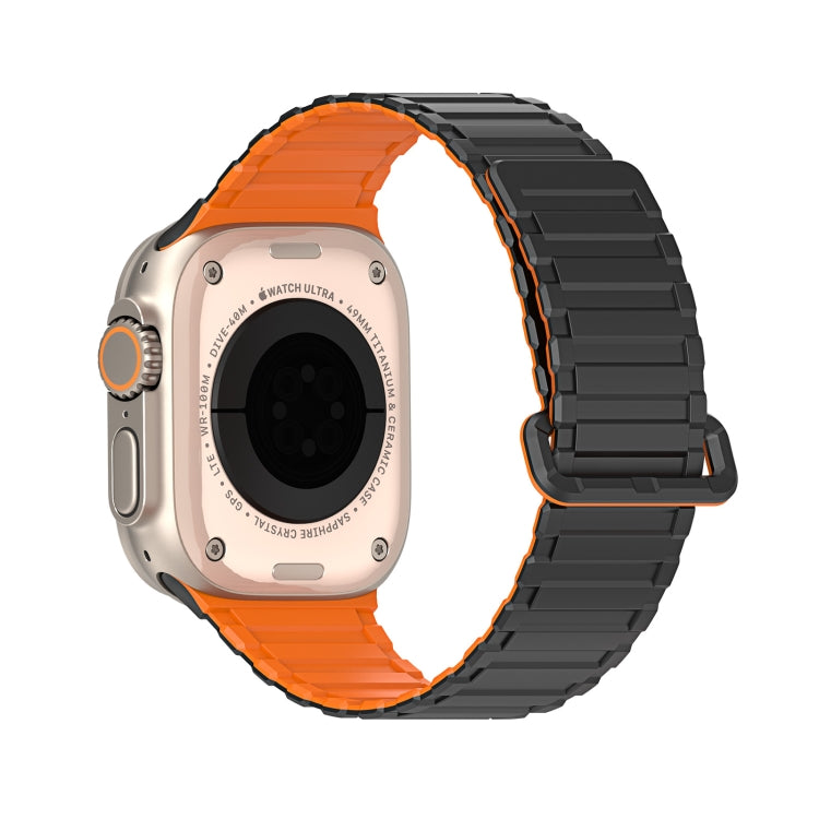 For Apple Watch Series 4 44mm DUX DUCIS KJ Series Magnetic Buckle Silicone Watch Band(Black Orange) - Watch Bands by DUX DUCIS | Online Shopping UK | buy2fix