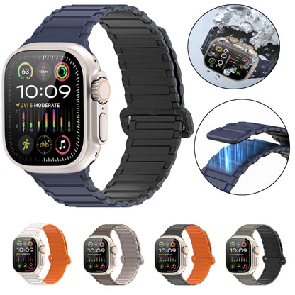 For Apple Watch 42mm DUX DUCIS KJ Series Magnetic Buckle Silicone Watch Band(Black Green) - Watch Bands by DUX DUCIS | Online Shopping UK | buy2fix