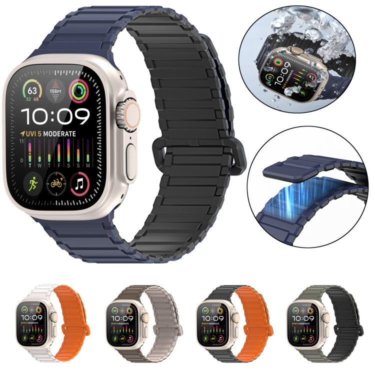 For Apple Watch Series 8 45mm DUX DUCIS KJ Series Magnetic Buckle Silicone Watch Band(Black Green) - Watch Bands by DUX DUCIS | Online Shopping UK | buy2fix