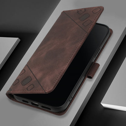 For Redmi K70 Ultra 5G Global Skin-feel Embossed Leather Phone Case(Brown) - Xiaomi Cases by buy2fix | Online Shopping UK | buy2fix