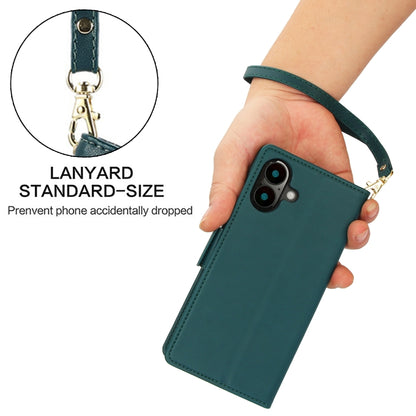 For iPhone 16 Side Buckle RFID Anti-theft Leather Phone Case(Green) - iPhone 16 Cases by buy2fix | Online Shopping UK | buy2fix