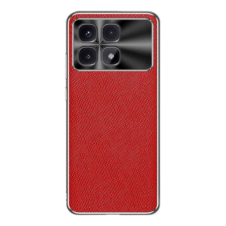 For Redmi K70 Ultra Silver Edge Cross Texture PU Leather Phone Case(Red) - Xiaomi Cases by buy2fix | Online Shopping UK | buy2fix