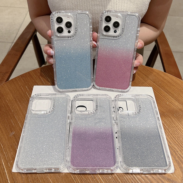 For iPhone 16 Plus TPU + PC + Glitter Paper Full Coverage Phone Case(Blue) - iPhone 16 Plus Cases by buy2fix | Online Shopping UK | buy2fix