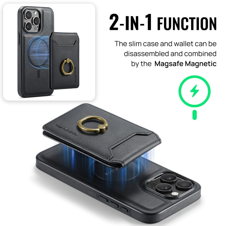 For iPhone 15 Pro Max DG.MING K1 MagSafe Detachable Wallet RFID Back Cover Phone Case(Black) - iPhone 15 Pro Max Cases by DG.MING | Online Shopping UK | buy2fix