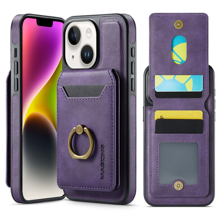 For iPhone 14 DG.MING K1 MagSafe Detachable Wallet RFID Back Cover Phone Case(Purple) - iPhone 14 Cases by DG.MING | Online Shopping UK | buy2fix