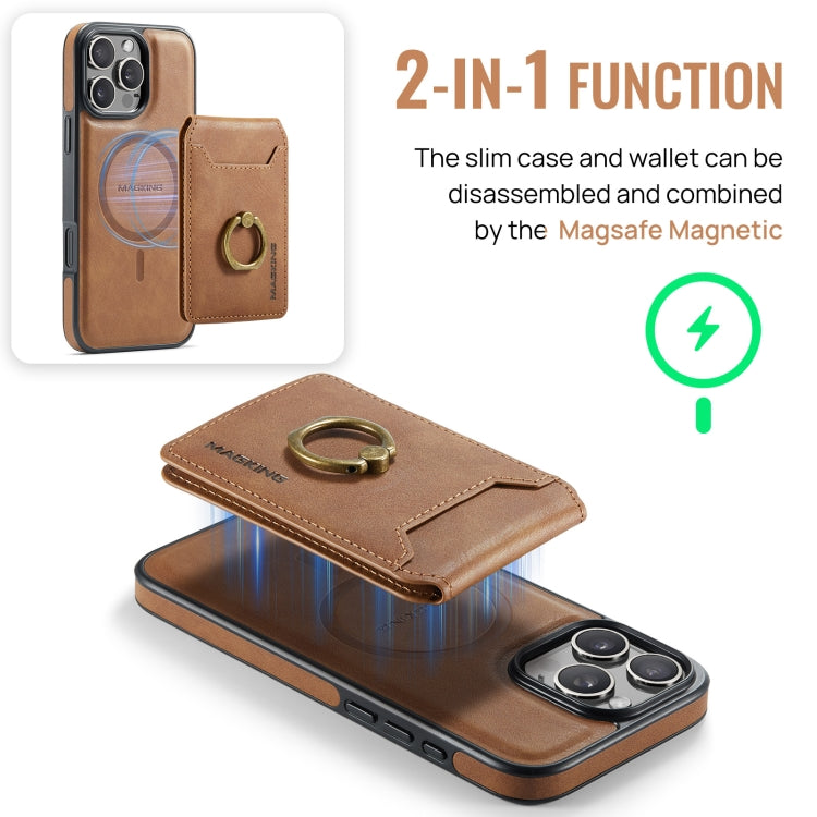 For iPhone 16 Pro Max DG.MING K1 MagSafe Detachable Wallet RFID Back Cover Phone Case(Brown) - iPhone 16 Pro Max Cases by DG.MING | Online Shopping UK | buy2fix