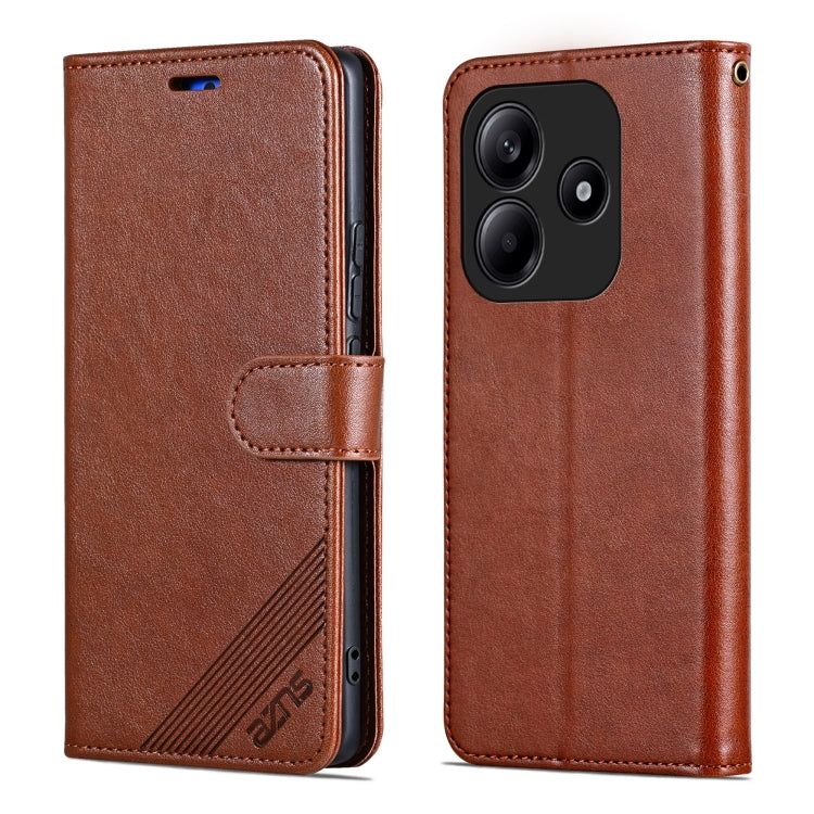 For Redmi Note 14 5G AZNS Sheepskin Texture Flip Leather Phone Case(Brown) - Note 14 Cases by AZNS | Online Shopping UK | buy2fix