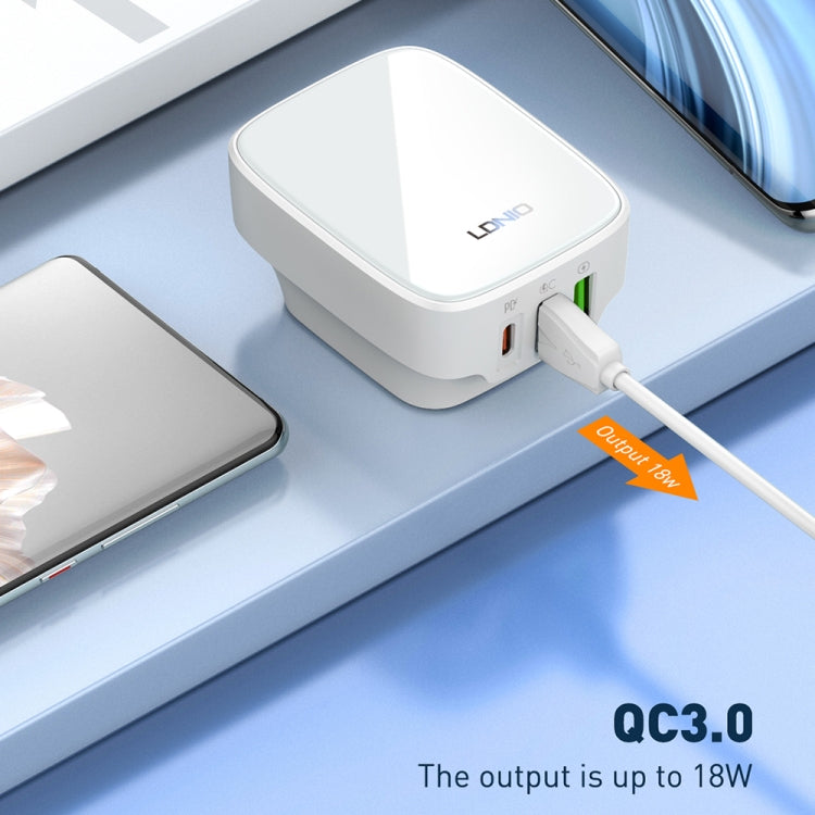 LDNIO Q334 32W Type-C + Dual USB Port Charger with 1m 8 Pin Data Cable, Plug Type:US Plug(White) - USB Charger by LDNIO | Online Shopping UK | buy2fix