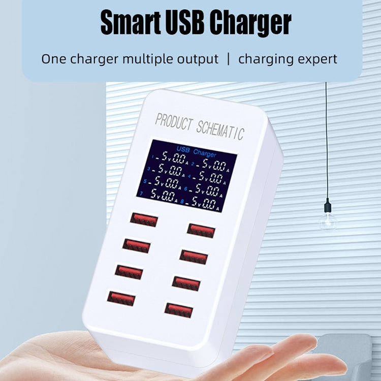 A8B 50W 8 Ports USB Smart Charging Station with Digital Display, Plug:EU Plug - Multifunction Charger by buy2fix | Online Shopping UK | buy2fix