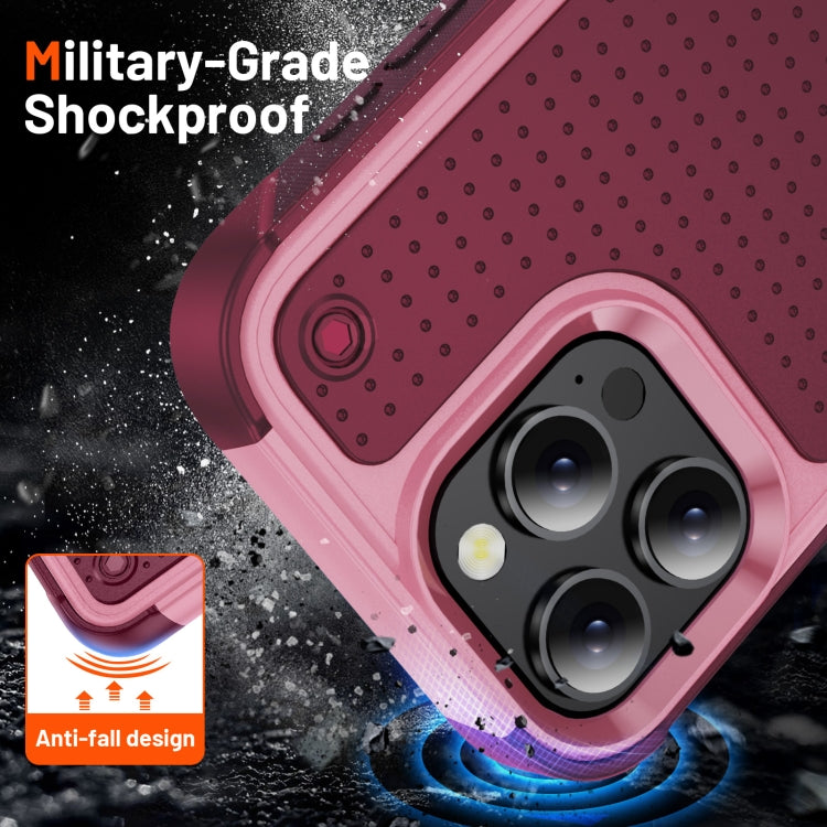 For iPhone 16 Pro Max PC + TPU Shockproof Protective Phone Case(Pink+Dark Red) - iPhone 16 Pro Max Cases by buy2fix | Online Shopping UK | buy2fix