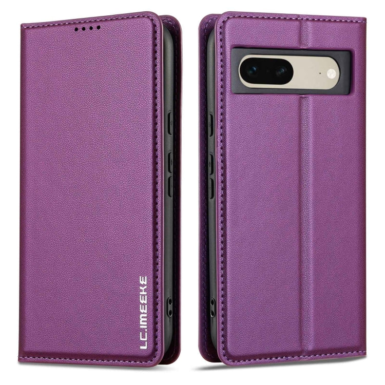 For Google Pixel 7 5G LC.IMEEKE L1 Series Frosted Fine Texture PU Phone Case(Purple) - Google Cases by LC.IMEEKE | Online Shopping UK | buy2fix