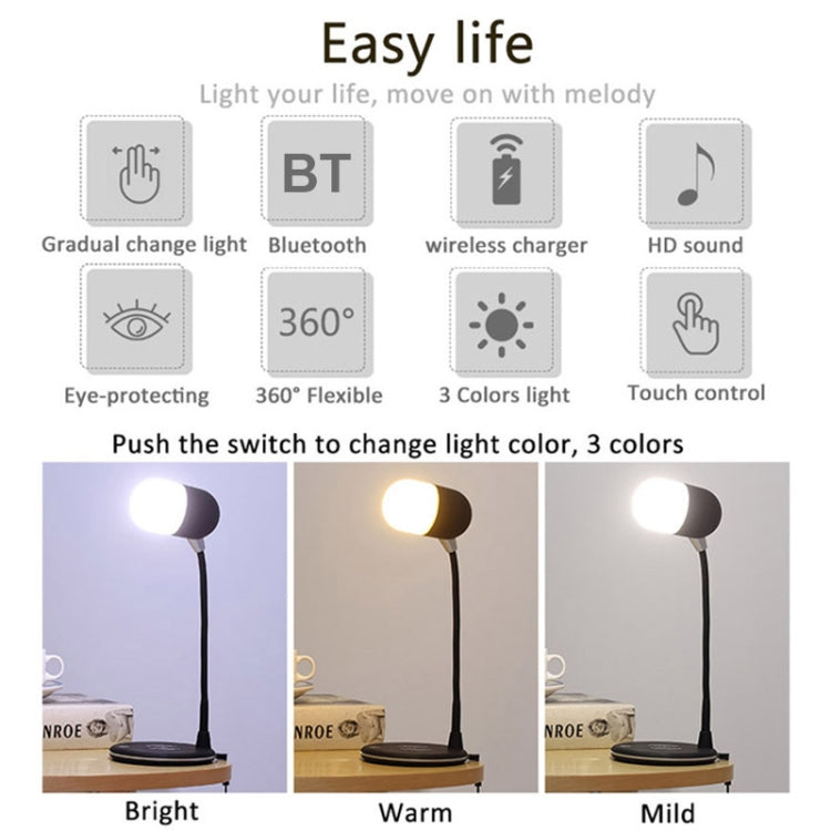 L4 Multifunctional Wireless Charging LED Desk Lamp with Bluetooth 5.0 Speaker(Green) - Desk Lamps by buy2fix | Online Shopping UK | buy2fix