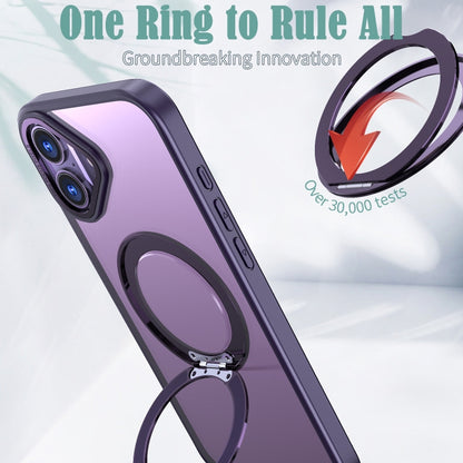 For iPhone 16 Plus Wing Series MagSafe Magnetic Ring Holder Phone Case(Dark Purple) - iPhone 16 Plus Cases by buy2fix | Online Shopping UK | buy2fix