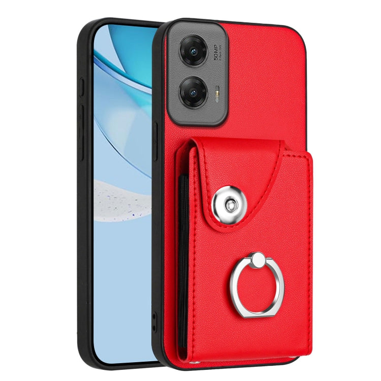 For Motorola Moto G Stylus 5G 2024 Organ Card Bag Ring Holder Phone Case(Red) - Motorola Cases by buy2fix | Online Shopping UK | buy2fix