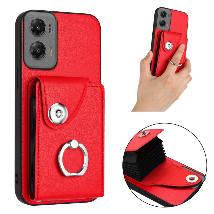 For Motorola Moto G Stylus 5G 2024 Organ Card Bag Ring Holder Phone Case(Red) - Motorola Cases by buy2fix | Online Shopping UK | buy2fix