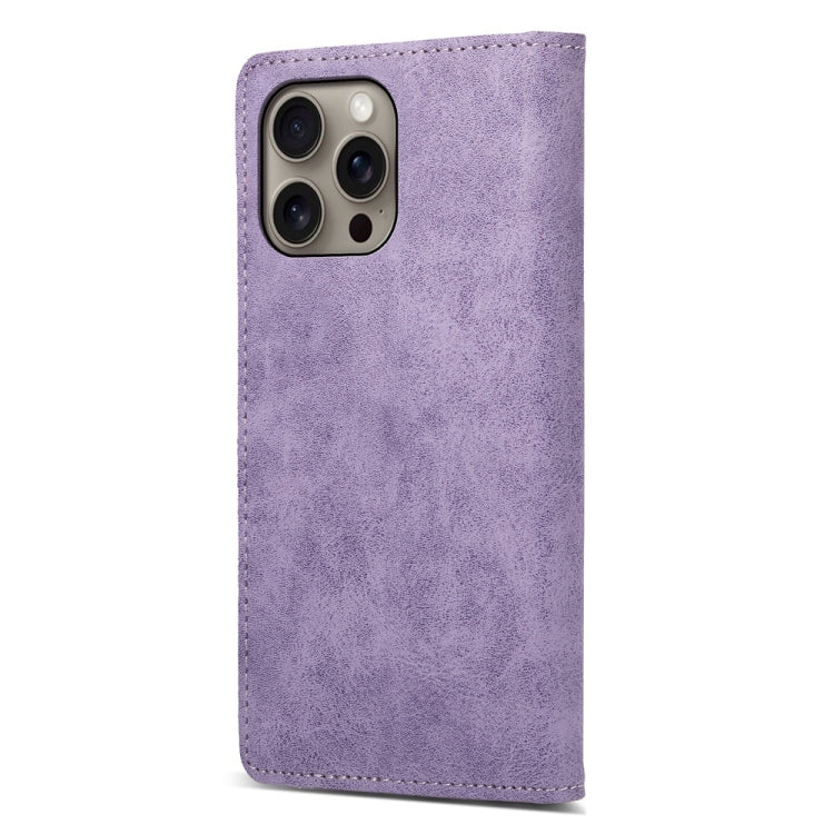 For iPhone 16 Pro Max Business Solid Color Magnetic RFID Leather Phone Case(Purple) - iPhone 16 Pro Max Cases by buy2fix | Online Shopping UK | buy2fix