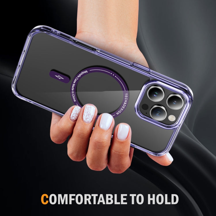 For iPhone 16 Pro Airbag Magsafe PC Hybrid TPU Phone Case(Clear Purple) - iPhone 16 Pro Cases by buy2fix | Online Shopping UK | buy2fix