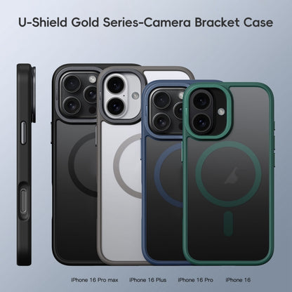 For iPhone 16 Pro Frosted Lens Holder MagSafe Magnetic Phone Case(Dark Green) - iPhone 16 Pro Cases by buy2fix | Online Shopping UK | buy2fix