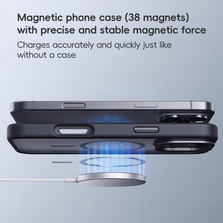 For iPhone 16 Pro Max Frosted Lens Holder MagSafe Magnetic Phone Case(Black) - iPhone 16 Pro Max Cases by buy2fix | Online Shopping UK | buy2fix