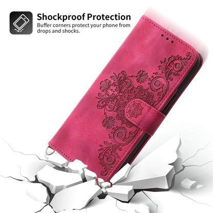 For Redmi K70 Ultra Skin Feel Flowers Embossed Wallet Leather Phone Case(Wine Red) - Xiaomi Cases by buy2fix | Online Shopping UK | buy2fix