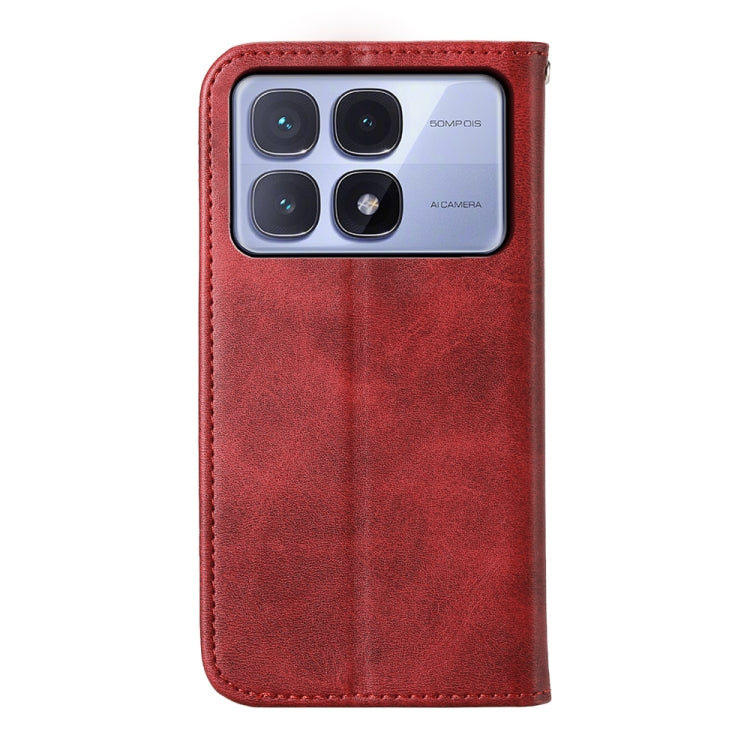 For Redmi K70 Ultra Cubic Grid Calf Texture Magnetic Leather Phone Case(Red) - Xiaomi Cases by buy2fix | Online Shopping UK | buy2fix