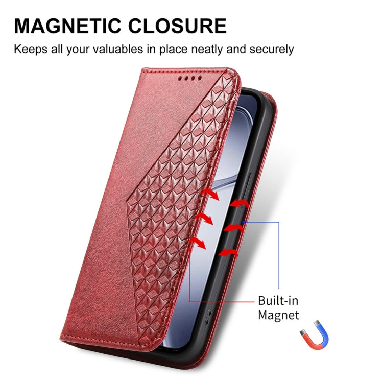 For Redmi K70 Ultra Cubic Grid Calf Texture Magnetic Leather Phone Case(Red) - Xiaomi Cases by buy2fix | Online Shopping UK | buy2fix