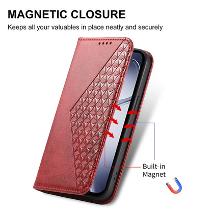 For Redmi K70 Ultra Cubic Grid Calf Texture Magnetic Leather Phone Case(Red) - Xiaomi Cases by buy2fix | Online Shopping UK | buy2fix