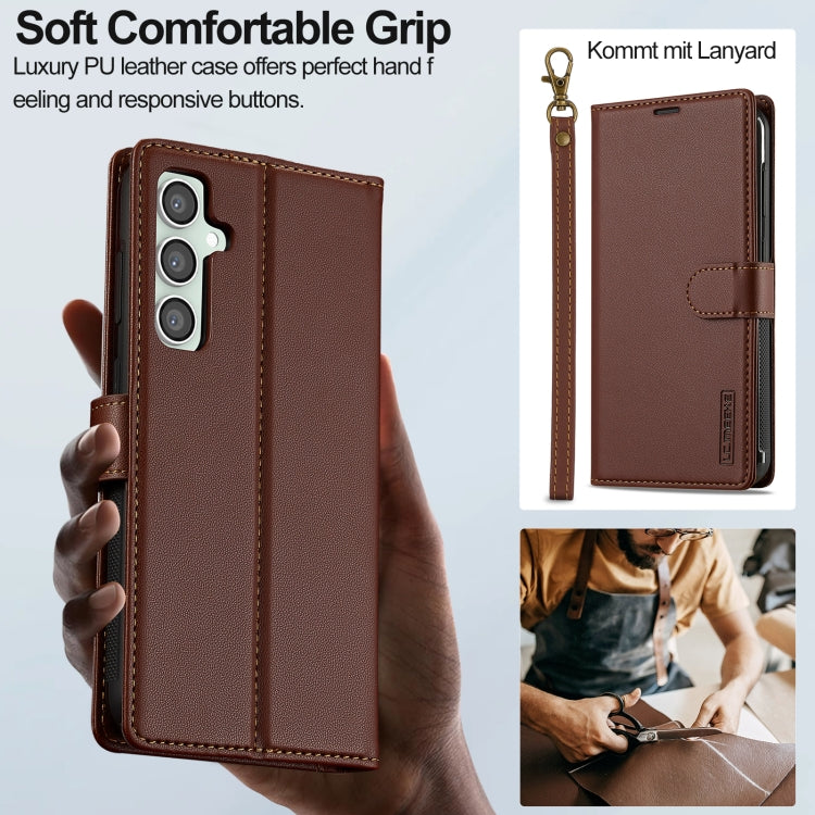 For Samsung Galaxy A35 5G LC.IMEEKE L2 Series Detachable Magsafe PU Phone Case with Lanyard(Brown) - Galaxy Phone Cases by LC.IMEEKE | Online Shopping UK | buy2fix